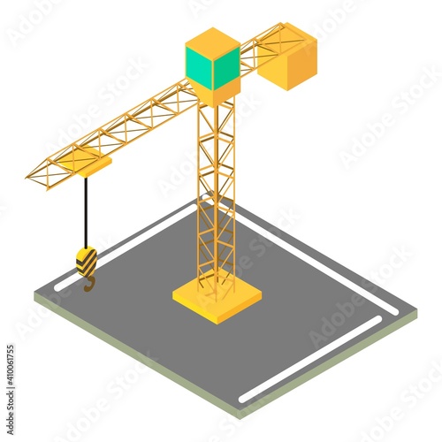 Building crane icon. Isometric illustration of building crane vector icon for web