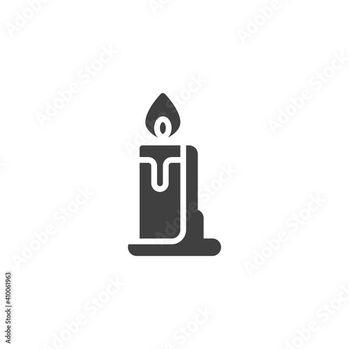 Burning candle vector icon. filled flat sign for mobile concept and web design. Candle light glyph icon. Symbol, logo illustration. Vector graphics