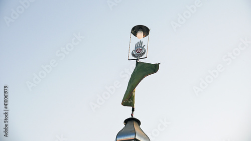Fotografie, Obraz Alam of Hazrat Abbas flying high in the sky HD Landscape Wallpaper for Muslim