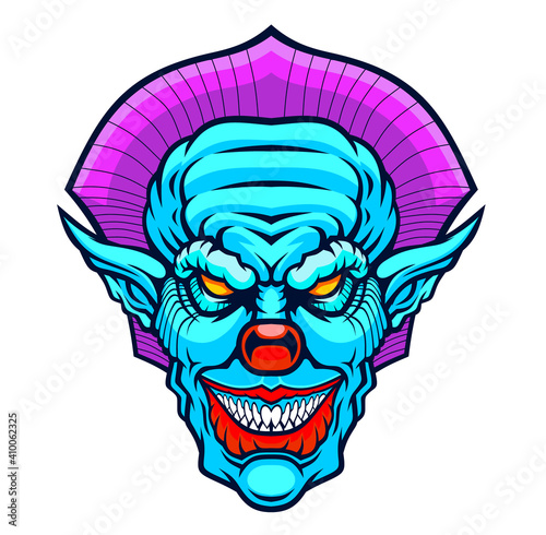 Evil cartoon clown illustration.