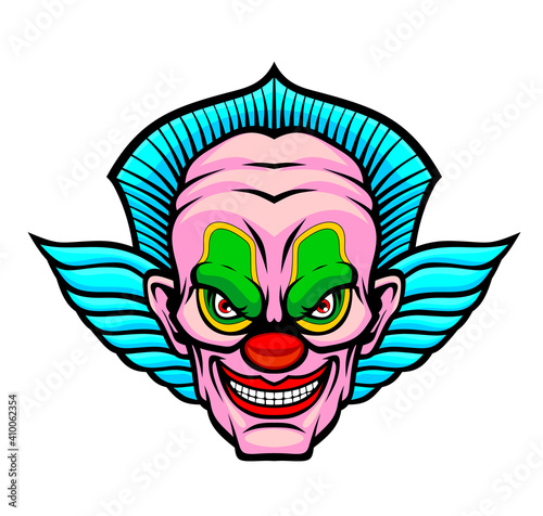Evil cartoon clown illustration.