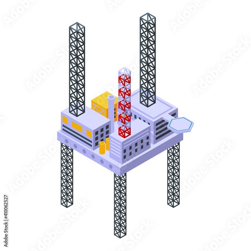 Sea drilling rig platform icon. Isometric of sea drilling rig platform vector icon for web design isolated on white background