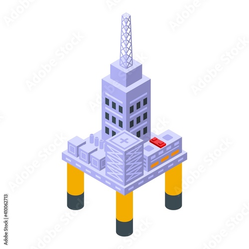 Sea drilling rig plant icon. Isometric of sea drilling rig plant vector icon for web design isolated on white background