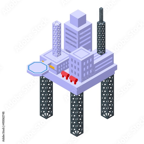Sea drilling rig station icon. Isometric of sea drilling rig station vector icon for web design isolated on white background