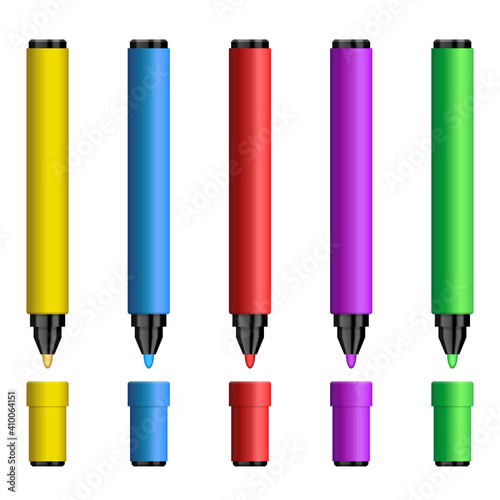 Set of colored markers vector illustration