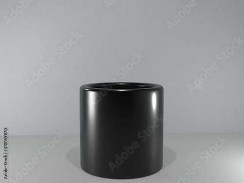 3D Rendering Display Black Glossy Background Mock Up,