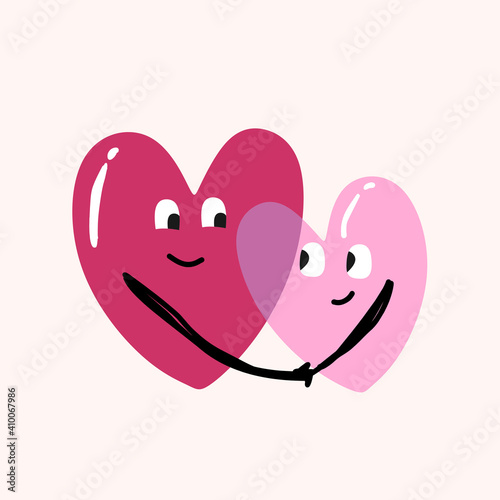 Two heart holding hands tog...