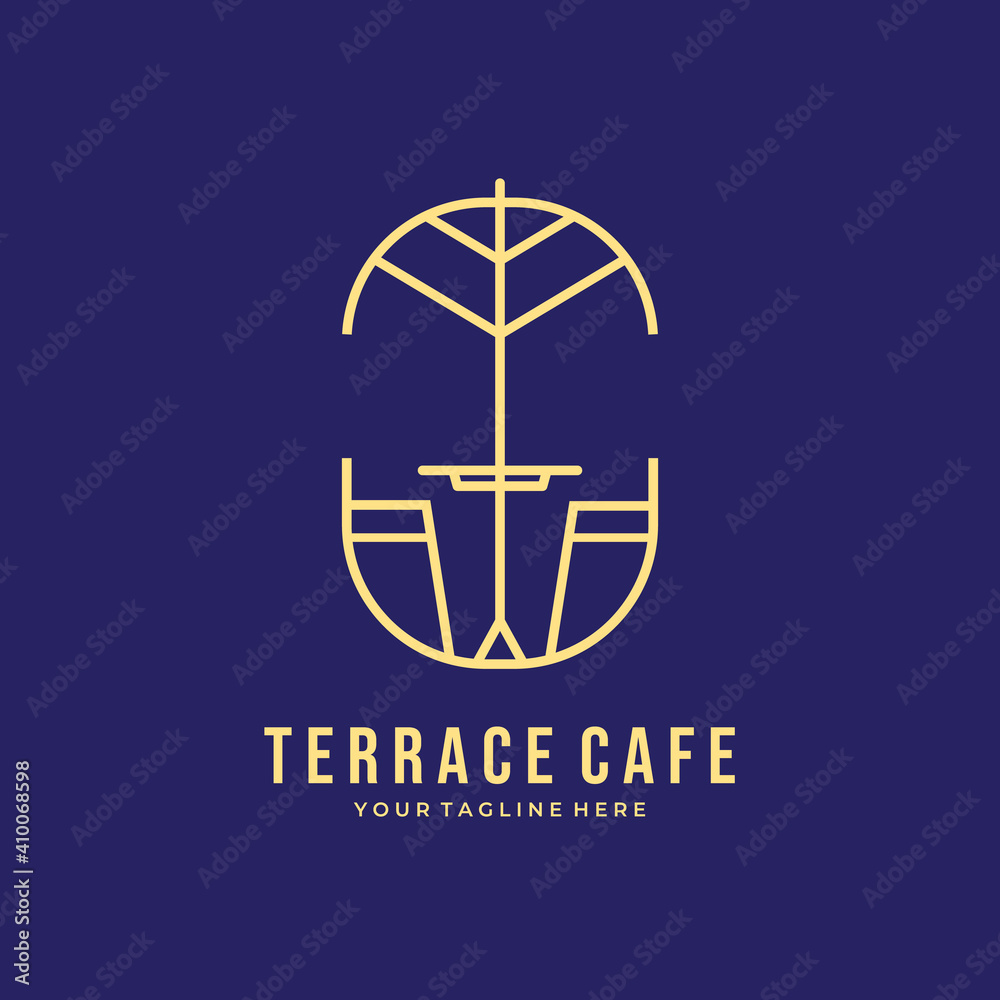 Print terrace cafe elegant logo illustration vector design graphic Print terrace cafe elegant logo illustration vector design graphic
