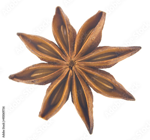 Anise star isolated on white background close-up.