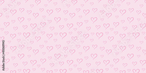 All pink hearts seamless repeat pattern vector background.