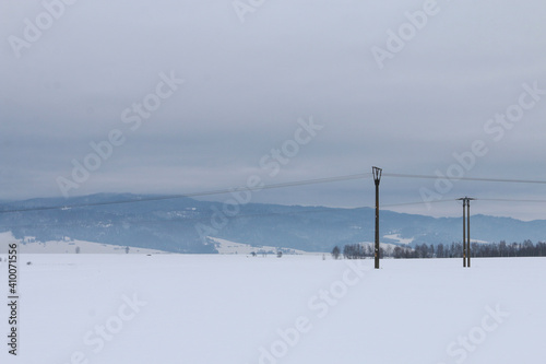 Vast plains covered with snow, winter landscape. © agneskantaruk