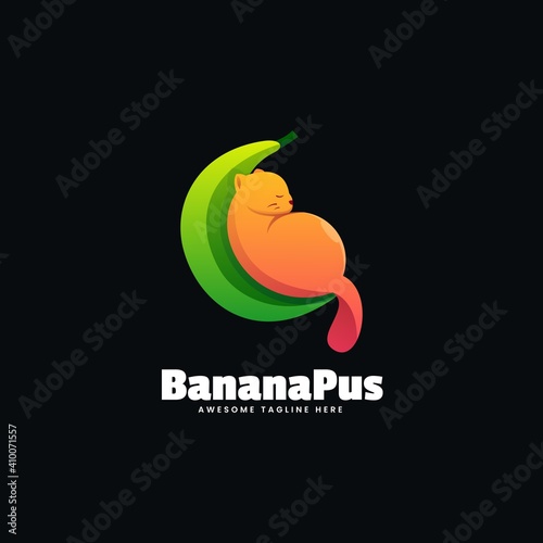 Vector Logo Illustration Banana Pus Gradient Colorful Style.