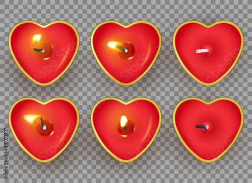 Red tea candle set top view