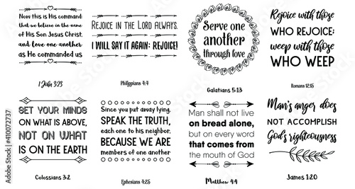 Set of Bible verses. Christian Quotes and Scripture sayings 