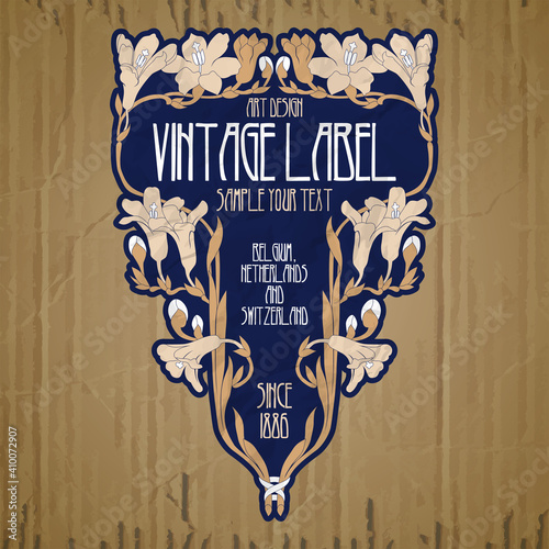 vector vintage items: label art nouveau