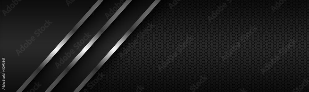 Abstact header with silver lines on overlapped layers and polygonal pattern. Template for your banner and presentation. Modern vector design illustration - obrazy, fototapety, plakaty 