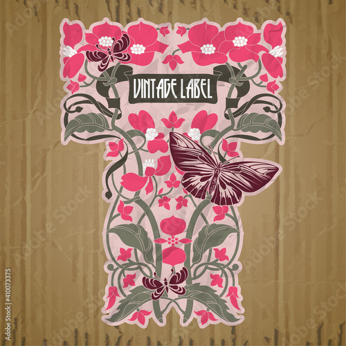 vector vintage items: label art nouveau