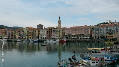 Imperia Oneglia sea port harbor view. Timelapse photo