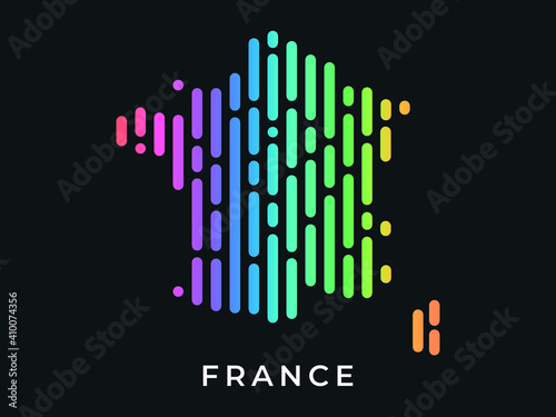  Digital modern colorful rounded lines France map logo vector illustration design.