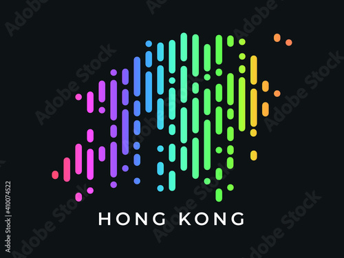  Digital modern colorful rounded lines Hongkong map logo vector illustration design.