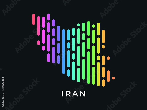  Digital modern colorful rounded lines Iran map logo vector illustration design.
