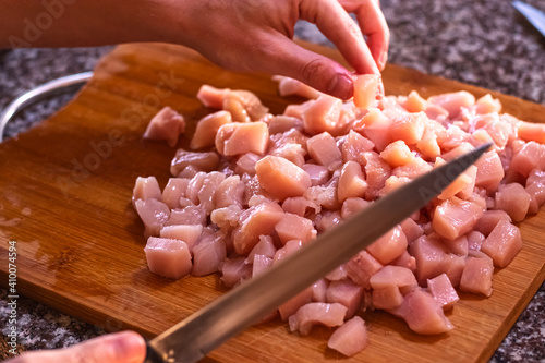 Chicken cut into Small Cubes