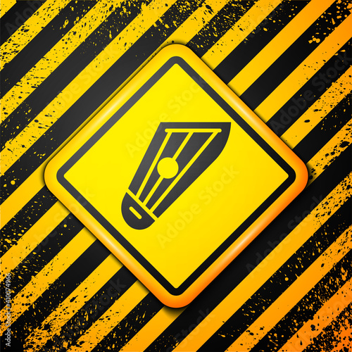 Black Musical instrument kankles icon isolated on yellow background. Warning sign. Vector.