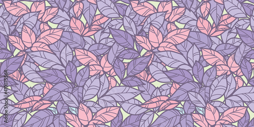 Pink purple leaves seamless repeat pattern background vector.