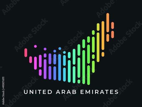 Digital modern colorful rounded lines United Arab Emirates map logo vector illustration design