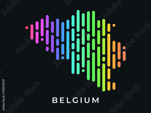 Digital modern colorful rounded lines Belgium map logo vector illustration design.