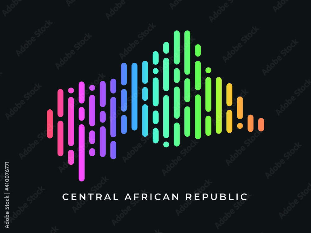 Digital modern colorful rounded lines Central African Republic map logo vector illustration design.