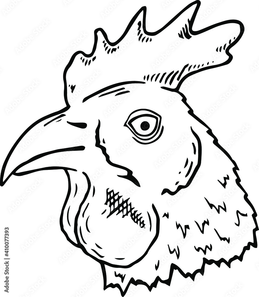 hand draw doodle chicken head 