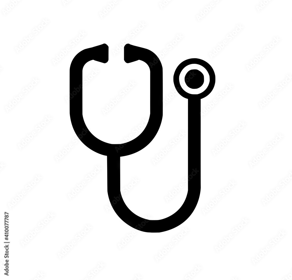 Black flat stethoscope icon isolated on white background Black flat stethoscope icon isolated on white background