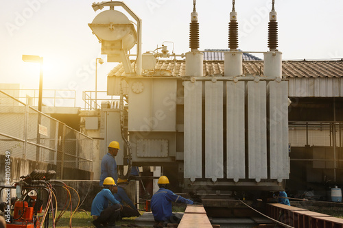 Installation of large power transformers using slings