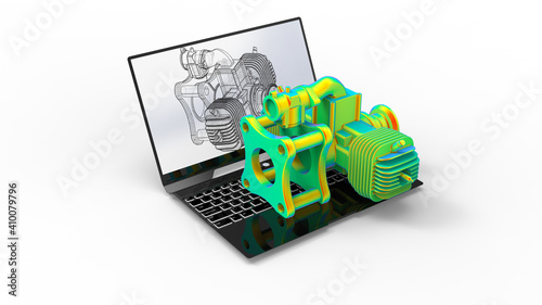 3D rendering - gearbox finite element analysis photo