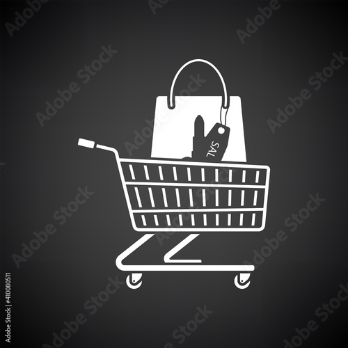 Shopping Cart With Bag Of Cosmetics Icon