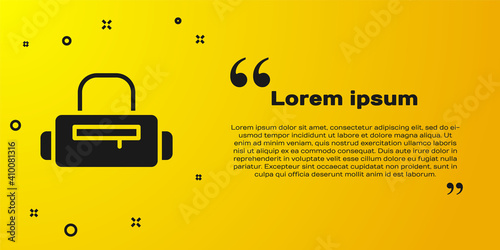 Black Sport bag icon isolated on yellow background. Vector.