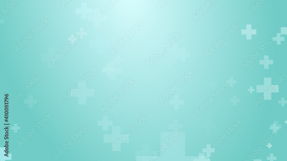 Medical health blue green cross pattern background. Abstract healthcare technology and science concept.