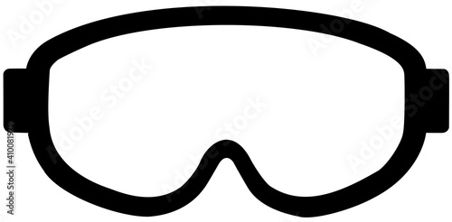 Black flat icon of skii glasses isolated on white background