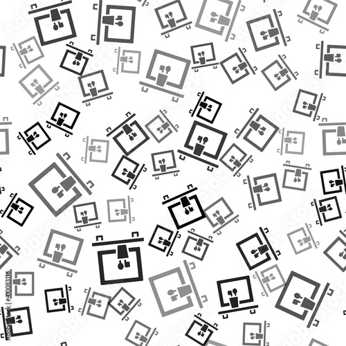 Black Washbasin mirror icon isolated seamless pattern on white background. Bathroom interior with a mirror. Vector.