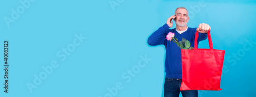 man doing online shopping on valentines day mobile phone