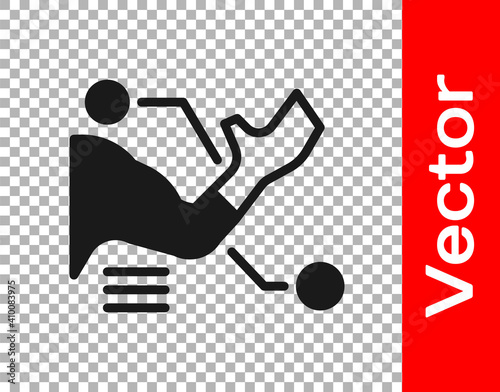 Black Prosthesis hand icon isolated on transparent background. Futuristic concept of bionic arm, robotic mechanical hand. Vector.