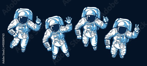 Astronaut ok hello victory signs