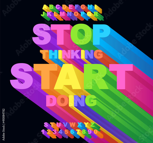 3d Bold retro font. Vintage Alphabet vector