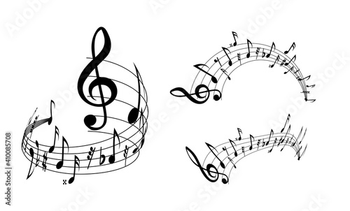 Music notes vector set illustration on white