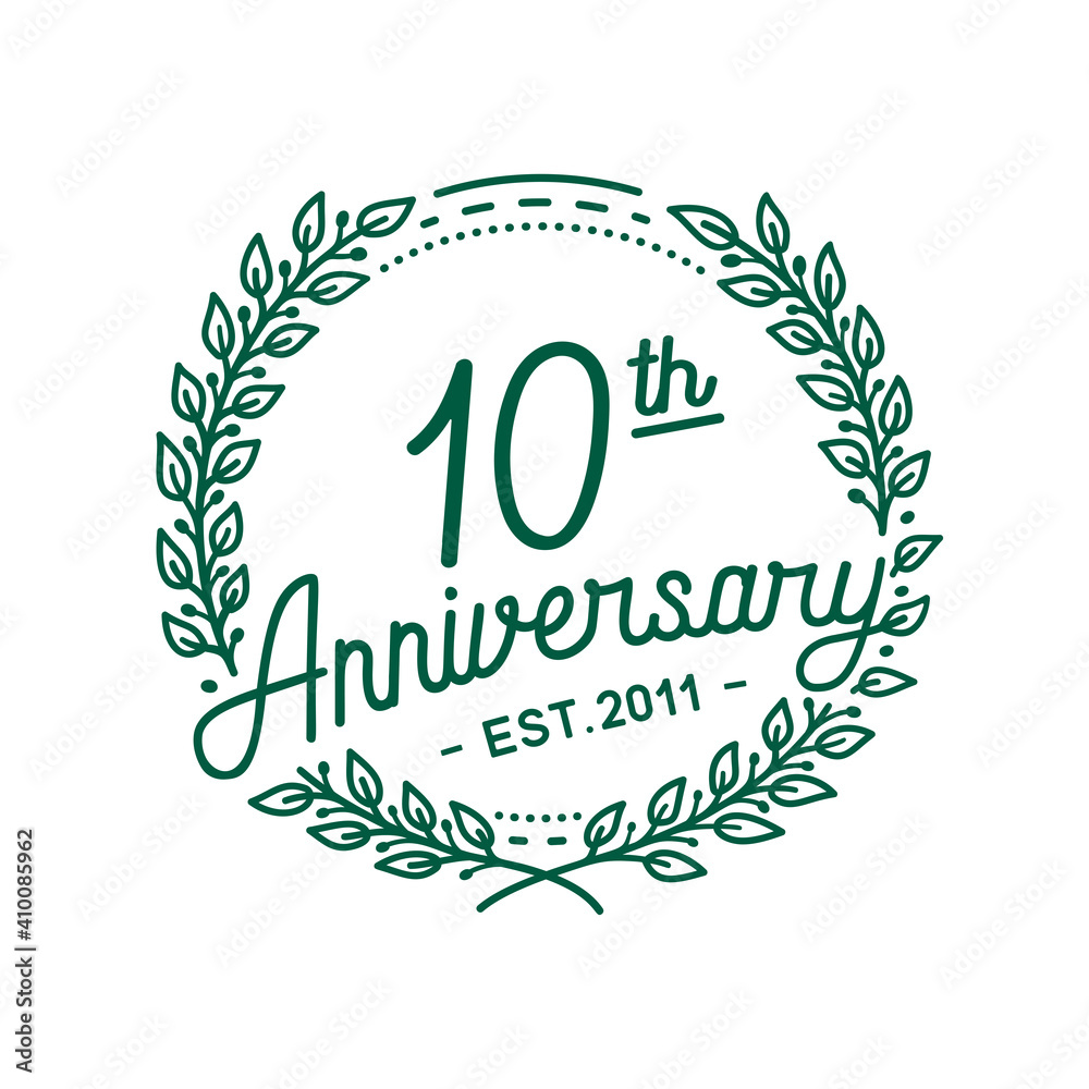 Obraz premium 10 years anniversary logo collection. 10th years anniversary celebration hand drawn logotype. Vector and illustration.