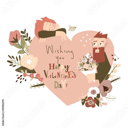 Happy couple in love celebrating Valentines Day