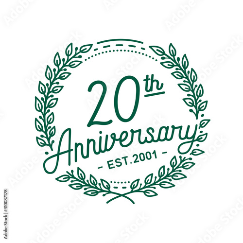 20 years anniversary logo collection. 20th years anniversary celebration hand drawn logotype. Vector and illustration.