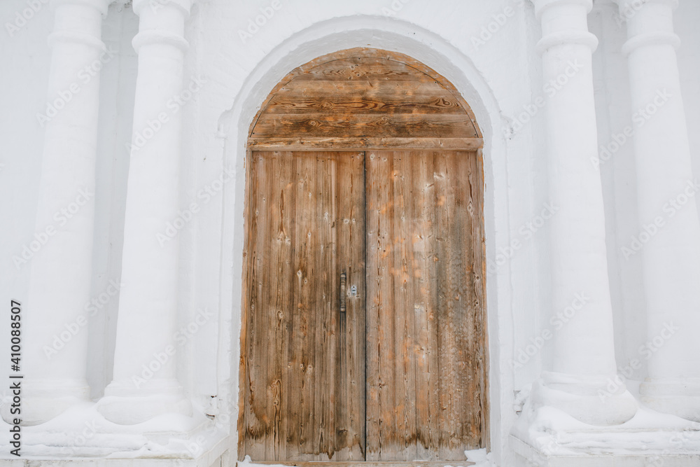 Wooden doors on a white background. Wooden doors on a white background.