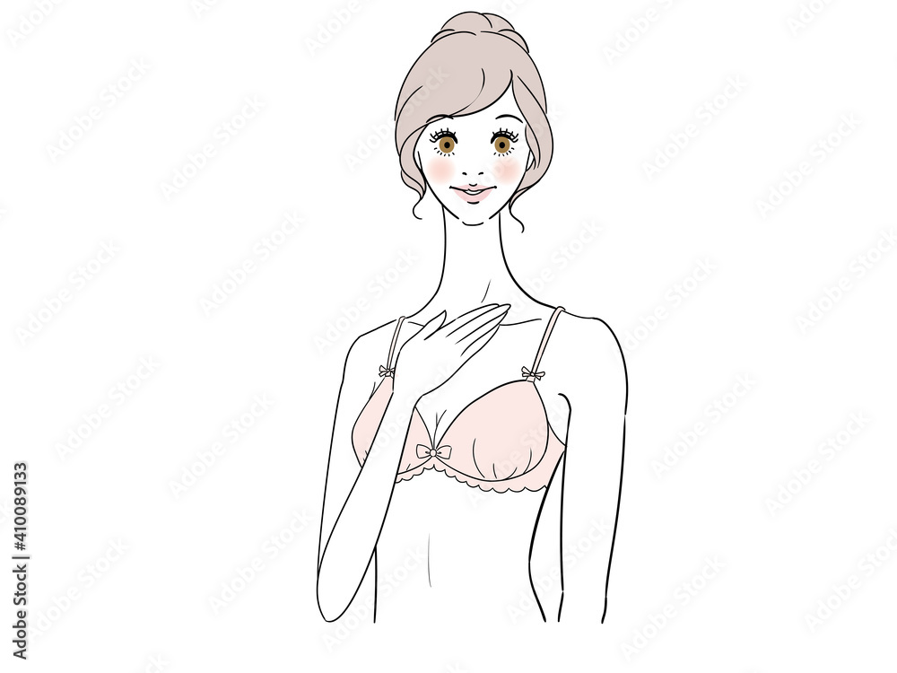 ホッとしている下着姿の女性 ホッとしている下着姿の女性